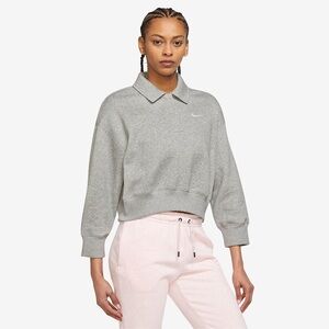 Nike Women's Phoenix Fleece 3/4 Sleeve Crop Polo Sweatshirt - Size LARGE NEW